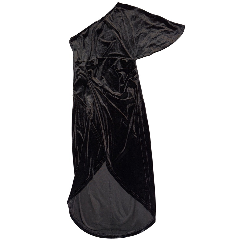 Subiki Black One Shoulder Batwing Velvet‎ Velour Dress Medium